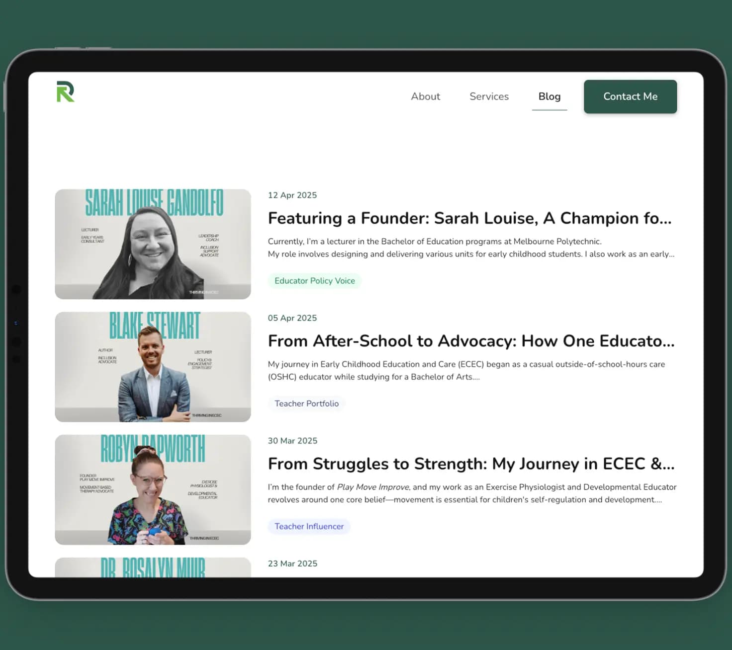 Building a digital presence for an award winning early childhood leader hover